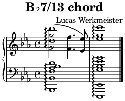 Musical score of the chord and resolution.